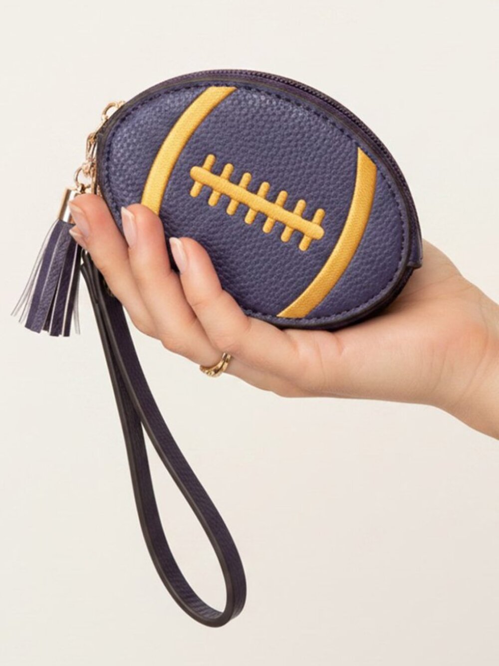 College Football LSU Gameday Purple Wristlet Storage Pouch Keychain Bag Charm